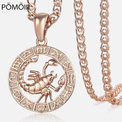 Damen-Sternzeichen-Anhänger mit 12 Sternbildern, Roségold-Halskette, Widder, Löwe, Skorpion, 3 mm, Schneckenschmuck GP278
