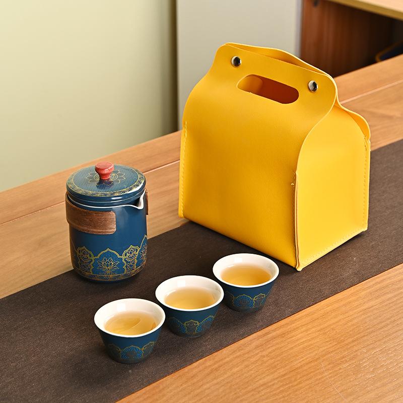 Cestovní Kung Fu čajová souprava Venkovní malá sada Keramický Kuaike šálek Jeden hrnec Tři šálky Suvenýr Obchodní Dávné rýmy Dárky