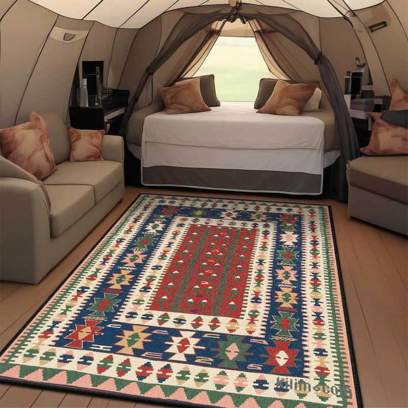 Retro Marokkanischer Ethno-Stil Muster Großflächiger Teppich für Zuhause Wohnzimmer Schlafzimmer Sofa Fußmatte Dekor Teppich Rutschfeste Bodenmatte