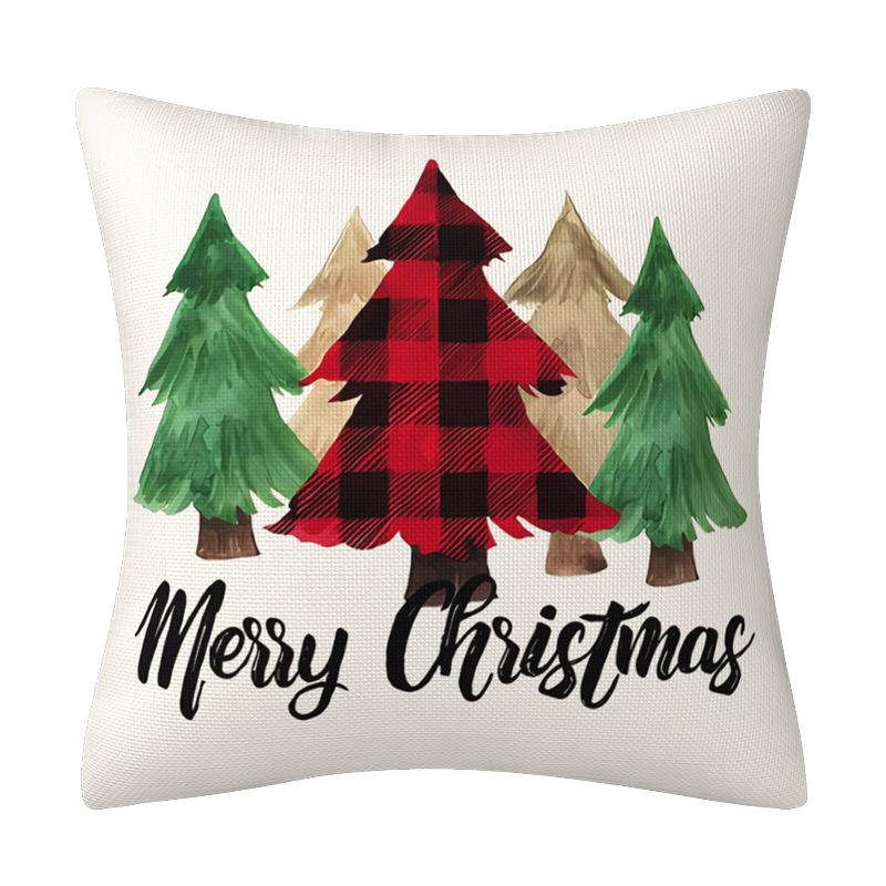 Black And Red Buffalo Plaid Christmas Pillow Cover Linen Home Ornament Pillow Cushion Cover Combination Premium