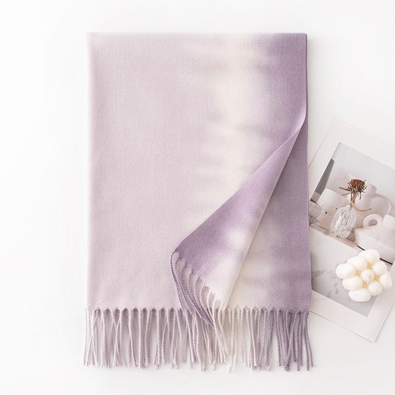 Elegant Lady Style Gradient Scarf for Girls High End New Autumn and Winter Shawl  Imitation Cashmere Warm Scarf