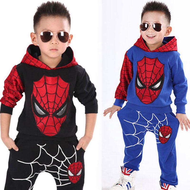Marvelous Comfort With 2pcs Kids Boy Long Sleeve Spiderman Hoodie Trousers Tracksuit Set