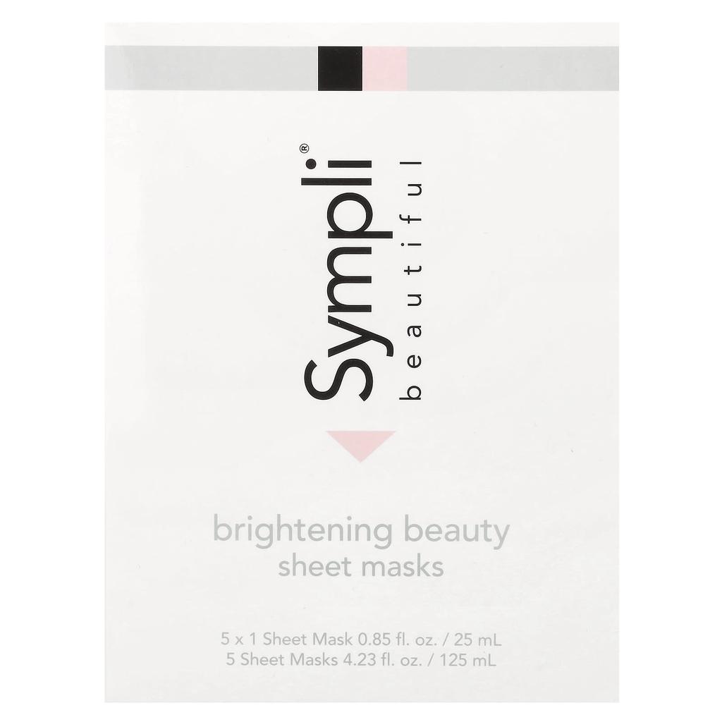 Sympli Beautiful Aufhellende Beauty Sheet-Maske, 5 Sheet-Masken, 25ml (0,85 Unzen) jeder