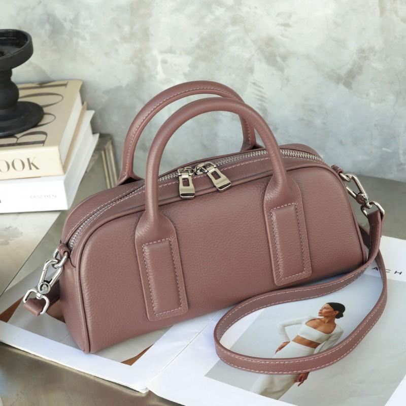 

Natural Drop Leather Women s Bag Fashionable Simple Portable Single Shoulder Retro Niche Design Bowling Length 27 width 9.5 height 12