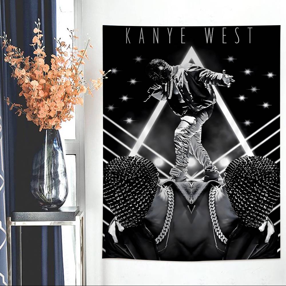 KKanye WWest YYe Rapper Anime Tapestry Hippie Flower Wall Carpets Dorm Decor Cheap Hippie Wall Hanging