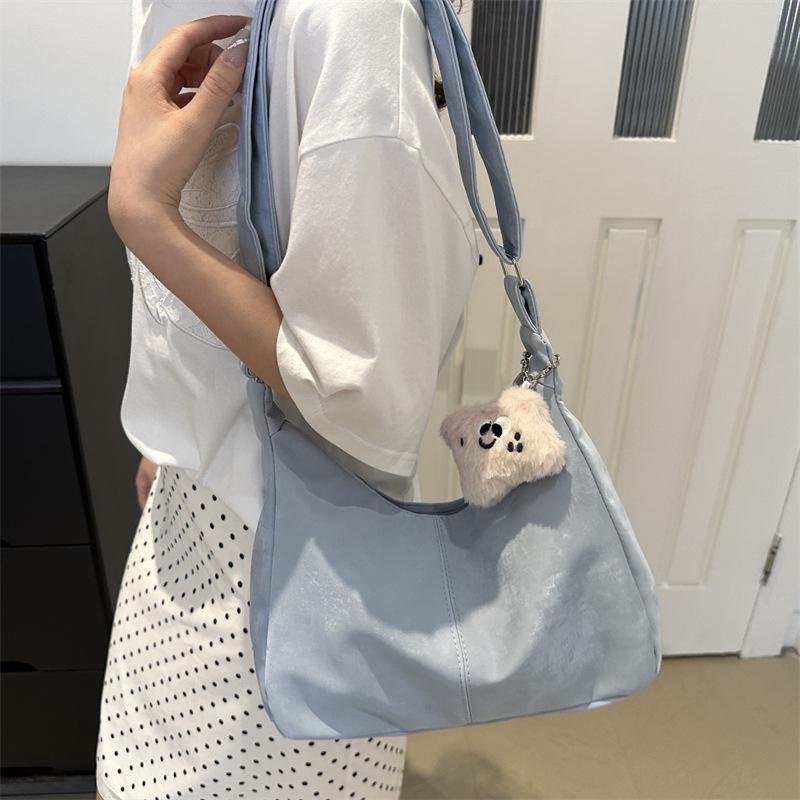 2024 Trendy Korean Style Large Capacity Solid Color Women's Shoulder Tote Handbag