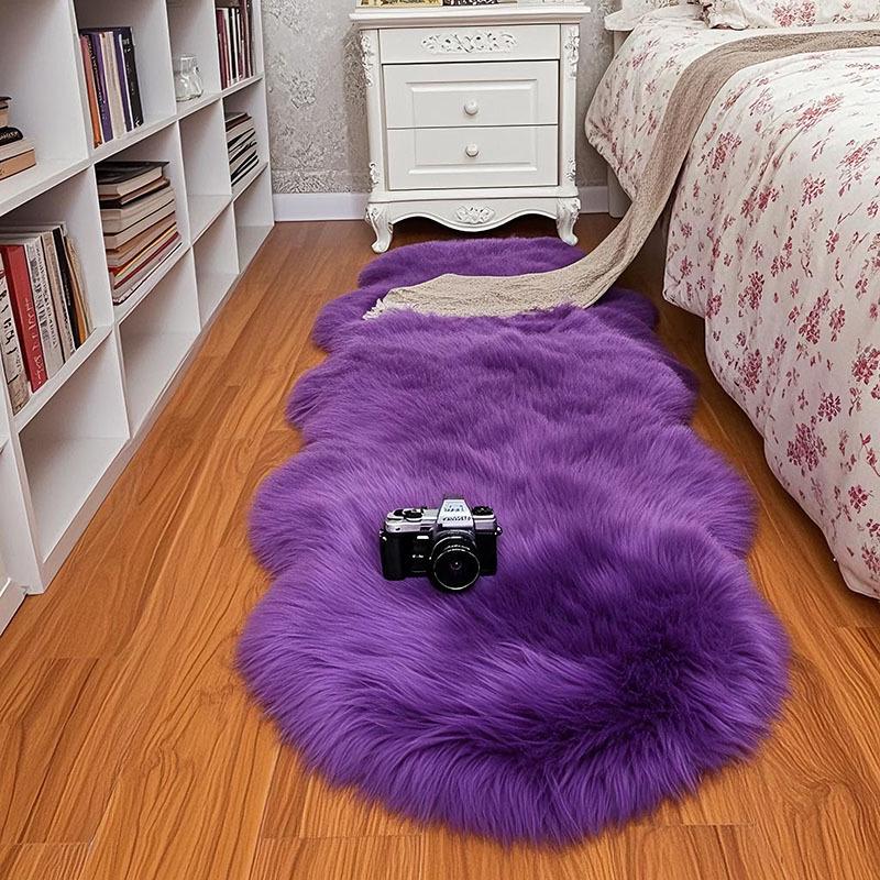 Cross-border Long-Pile Carpets: Irregular Faux Wool Rugs for Living Room, Bay Window, and Bedside