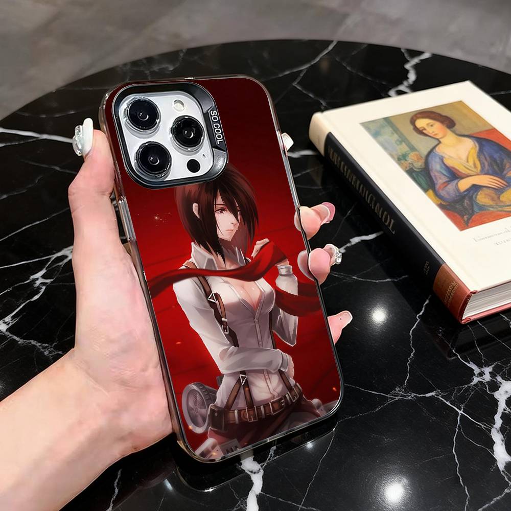 A-Attack On T-Titan M-Mikasa A-MA Phone Case For iPhone 17,16,15,14,13,12,11 Plus,Pro Max,XS,Colorful Silver Black Cover