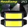 Powerful COB LED Headlamp USB C Rechargeable Head Flashlight Built-in Battery Outdoor Fishing Camping Lantern Waterproof Torch
