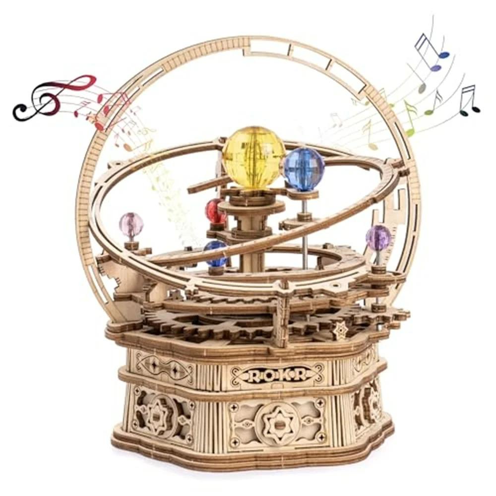 Drehende Sternennacht Mechanische Spieluhr 3D Holzpuzzle Bausatz Bastelset für Kinder Kinder AMK51