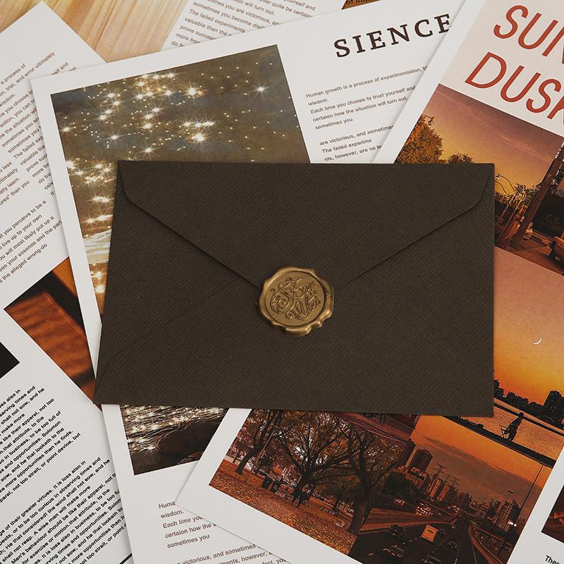 Linen-Textured Envelope Set with Wax Seal - Retro Western Specialty Paper for Love Letters Invitations Linen Envelopes