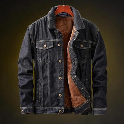 Winter Men Thick Jackets and Coats Warm Fleece Denim Jacket Fashion Mens Black Vintage Men Coat Plus Large Size