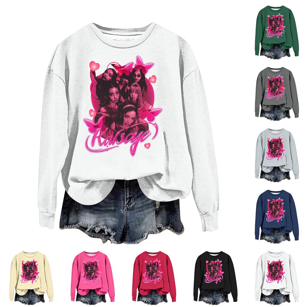 Women's Fashion Casual Long Sleeve Loose Printed Sweatshirt