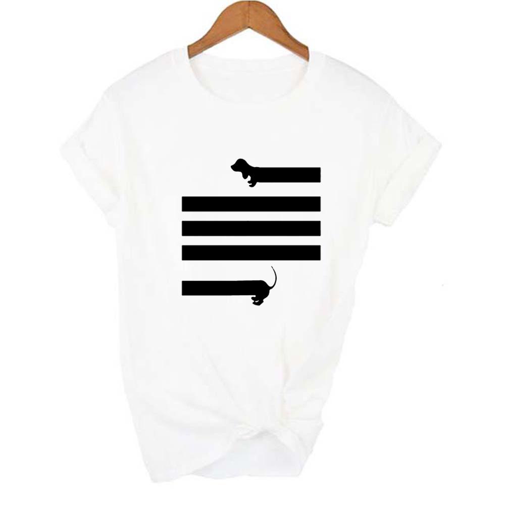 I Love Dachshunds Women Short Sleeve Graphic T Shirt Summer Harajuku Kawaii Dog Print Clothing T