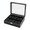 Carbon Fiber Watch Box Clear View Lid Collection Organizer Large Capacity Men's Jewelry