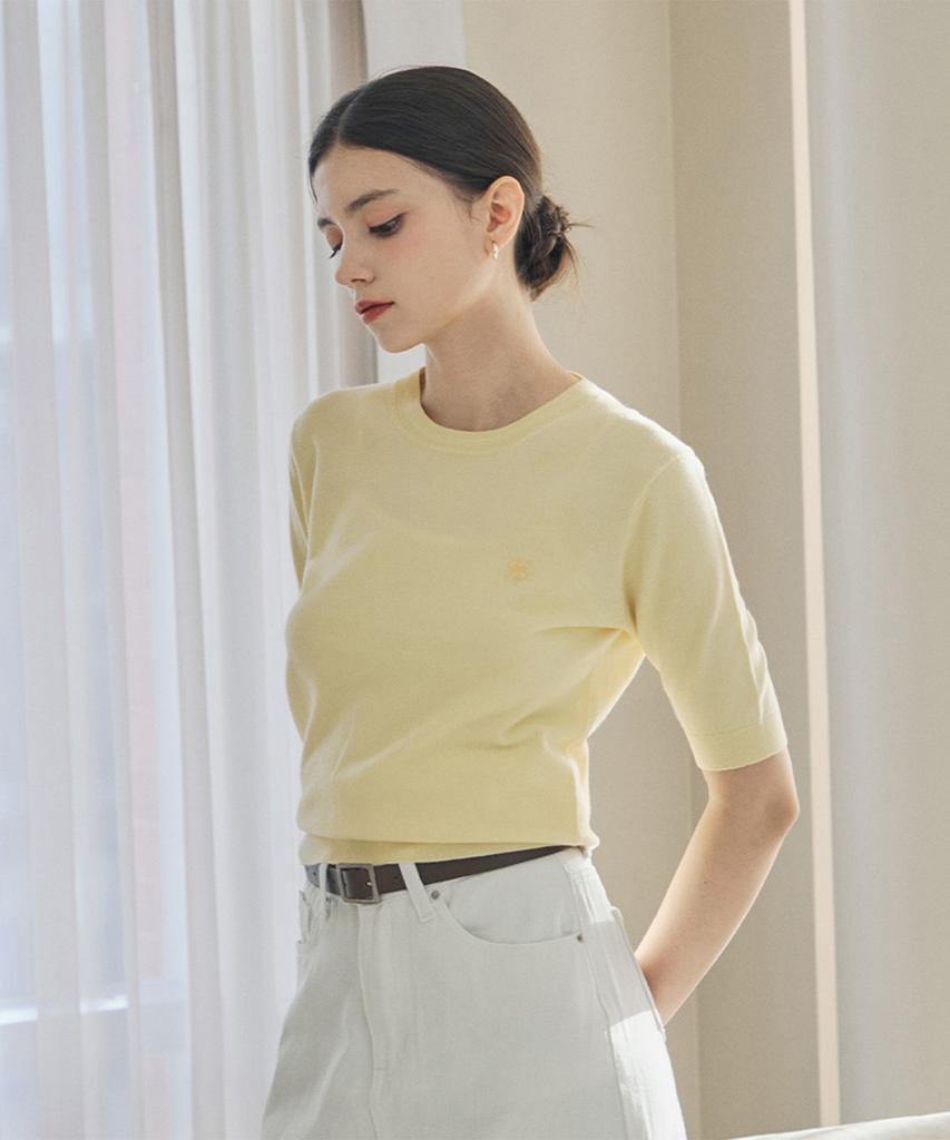 SOUP Basic Embroidered Half Sleeve Knit (Sb3Skf1)