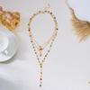 Bohemian Long Layered Copper Chain Necklace Set with Shell And Starfish for Women Elegant Personality Y-Chain Collarbone Chain