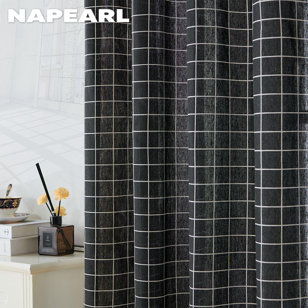 1PC NAPEARL Semi Blackout Simple and Versatile Tassel Edge Decoration Black Color Curtain for Windows Balcony Living Room and Bedroom Home Decor
