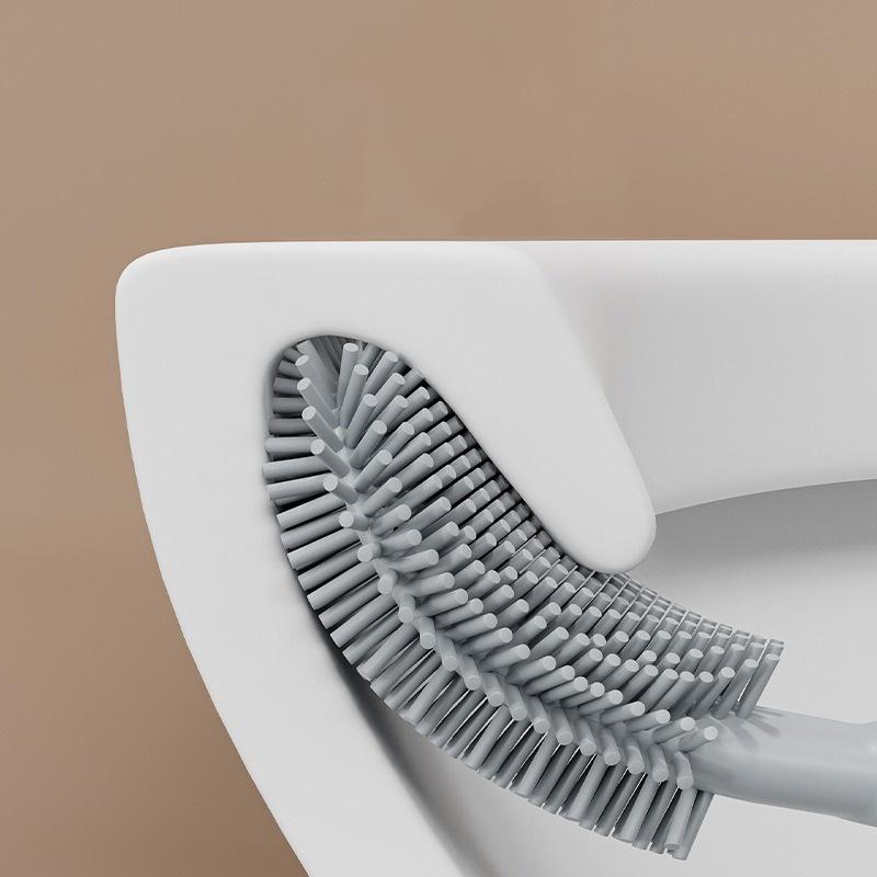 Plastic TPR Toilet Brush Toilet Bowl Brush with Holder Set Wall Hanging Toilet Brush Flexible Soft Cleaning Bristles for Floor