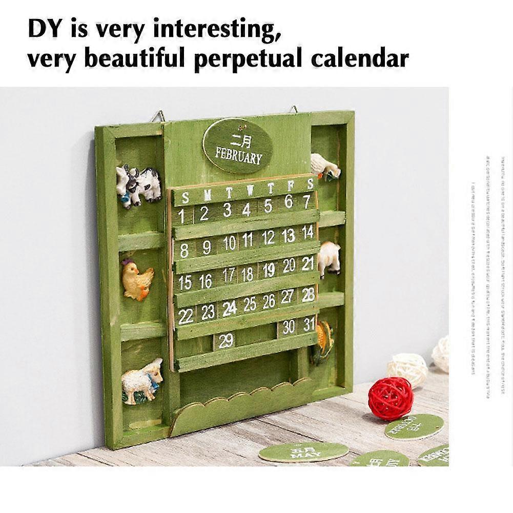 Wandkalender Kreativer Dekorativer Holz Ewiger Kalender Hängende Ornamente