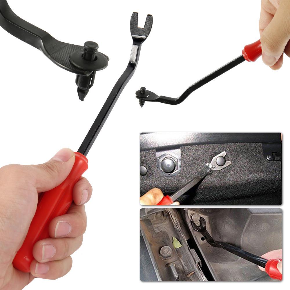 Car Interior Panel Pry Bar Set: 5-Piece Clip Remover & Screwdriver Tools - Blue