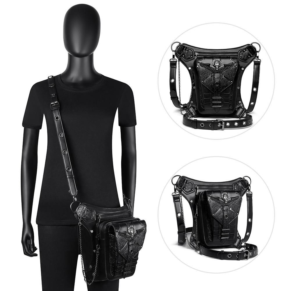 Steampunk Damen Brust-Schultertasche Mit Kette Und Totenkopf-Akzenten Für Den Täglichen Gebrauch