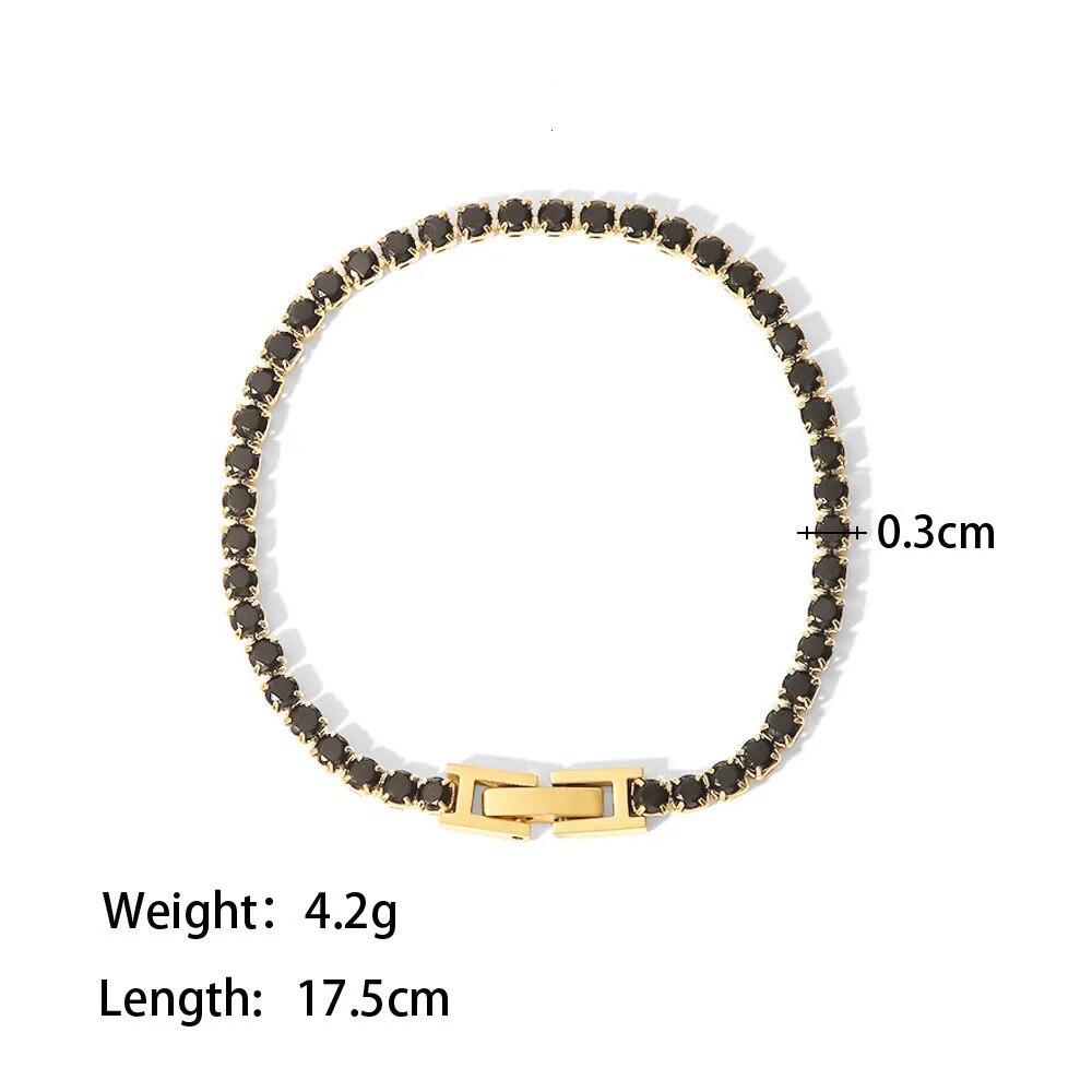 Delikatne damskie bransoletki tenisowe Hip Hop Trendy AAA+ cyrkonia sześcienna Srebrny Złoty Zielony Kolor Nastolatka Dziewczyna Kryształowy Łańcuszek Ślubny Biżuteria