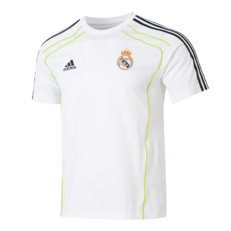 adidas Real Madrid Football Casual Striped T-Shirt Men s White JF2591 L