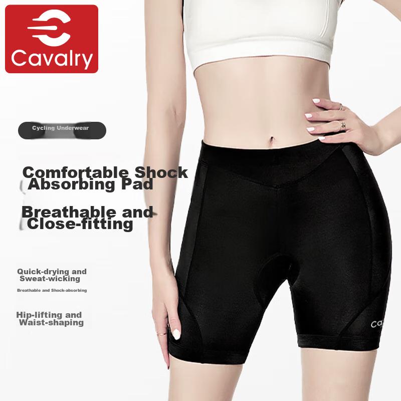 Women's Cycling Shorts with Silicone Foam Padded Seat, Mountain And Road Bike Riding Gear, Black S