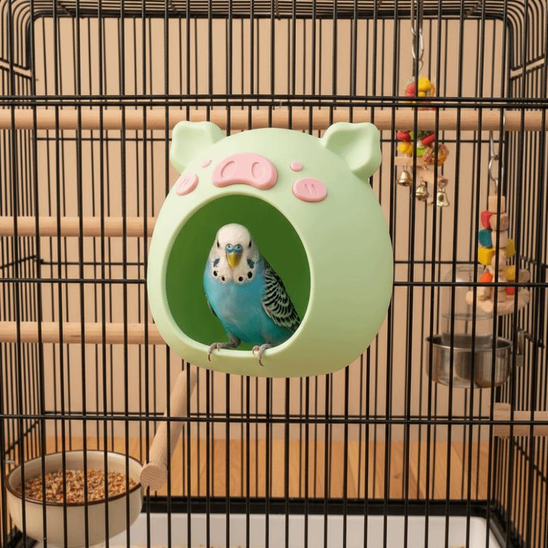Cartoon Bird Breeding Nest Pig Shape Plastic Hanging Hamster House Bite Resistant Wear-resistant Birdcage Nest Garden Decor