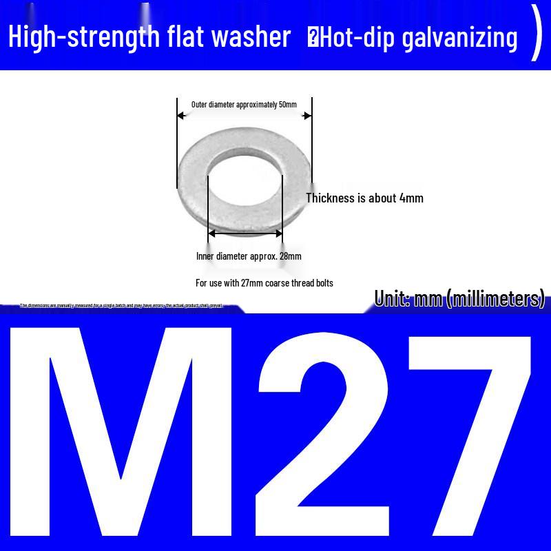 Thickened Hot-Dip Galvanized Washer & Nut Set with Spring Washers, M6-M42