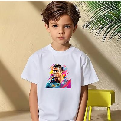 Neuestes Cristiano Ronaldo Fußball-Superstar-Druck Herren-Fan-T-Shirt aus reiner Baumwolle Klassisches Gedenk-Baumwoll-Top