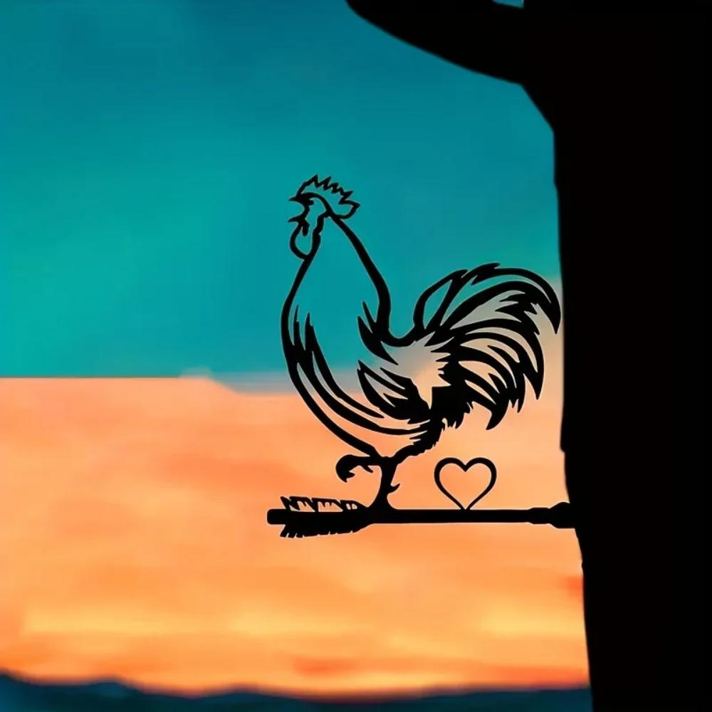 HelloYoung Elegant Rooster: Steel Silhouette Wall Art.Charming Rooster On Branch: Metal Wall Art for Home & Garden.
