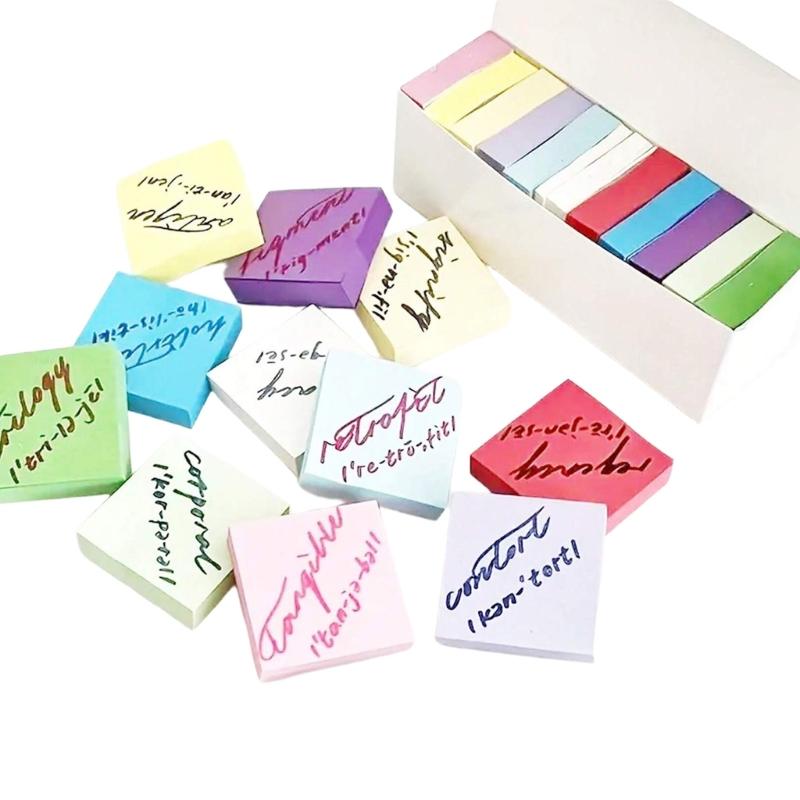 

550 Sheets Colorful Square Shape Notepads 11 Color Fluorescent Adhesive Note Reminder on Journal Notebook Planner Fridge 1