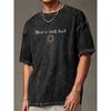 Have A Nice Day Letter Print Summer Men'S Trendy Drop Shoulder Sleeve High Quality Thickened Heavy Weight Plus Size Vintage Distressed Pure Washed