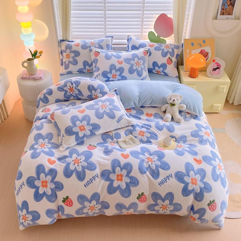 Fluffy Flannel Duvet Cover 1Pc- Super Soft and Cozy, Multi-Size Options, Sweet and Simple Style for Serene Slumber