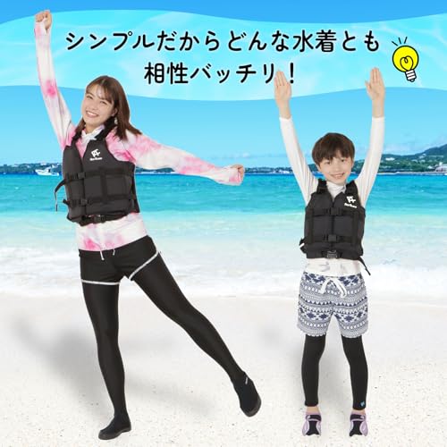 [Amazon.co.jp Exclusive] REEF TOURER Snorkeling Vest, Slim Fit, Black, Size L, RA0402P, with White Logo, for the Ultimate Swim Comfort.
