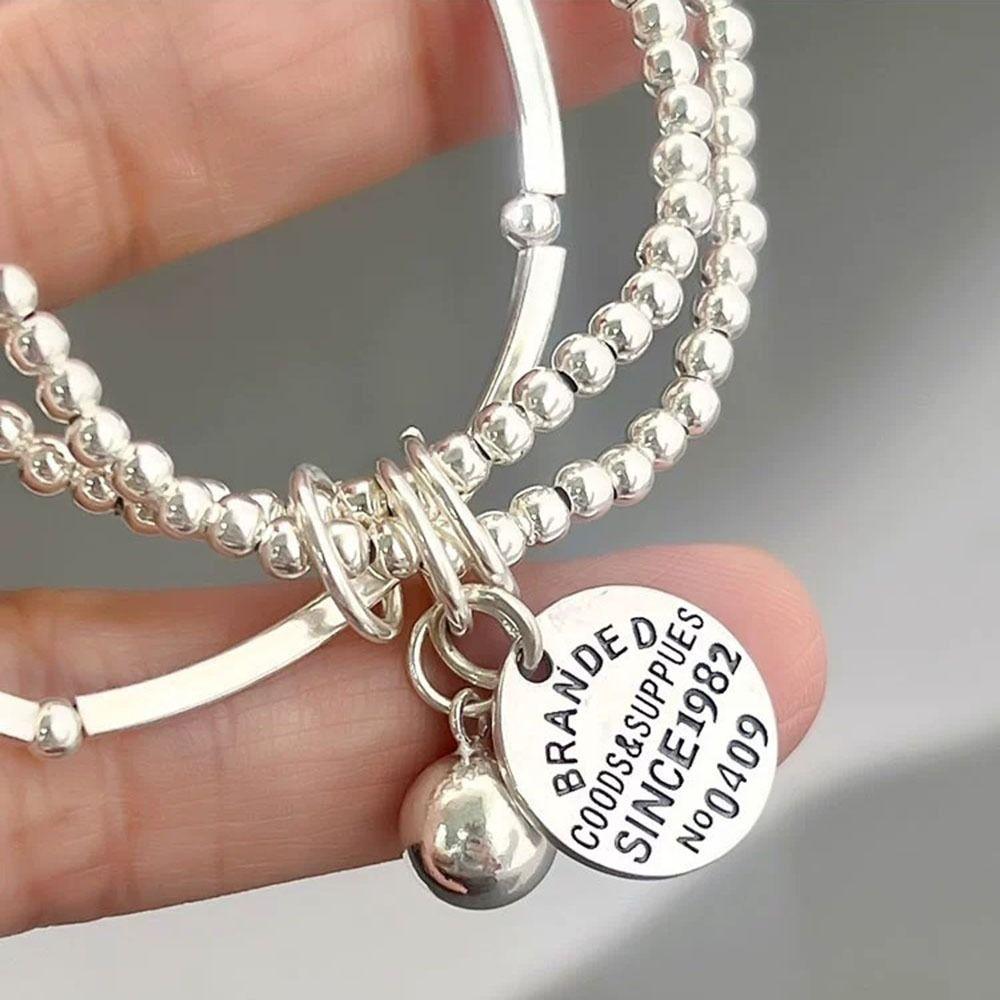 INS Three Layers Round Bead Bracelets Light Luxury Cuff Hand Bangles  Jewelry Gifts