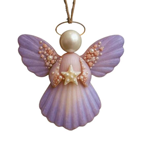 Andělská mušle ozdoba vánoční stromek závěsné ozdoby mořem inspirované andělské dekorace ručně vyráběné mušlové andělské akcenty pro pobřežní pláž