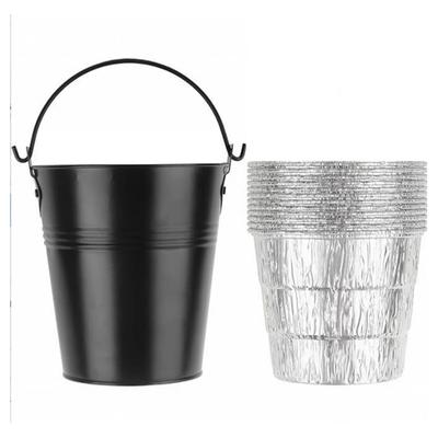 Grill Grease Bucket Fit for Traeger Aluminum Alloy Drip Grease Bucket with 12 Aluminum Foil Liners