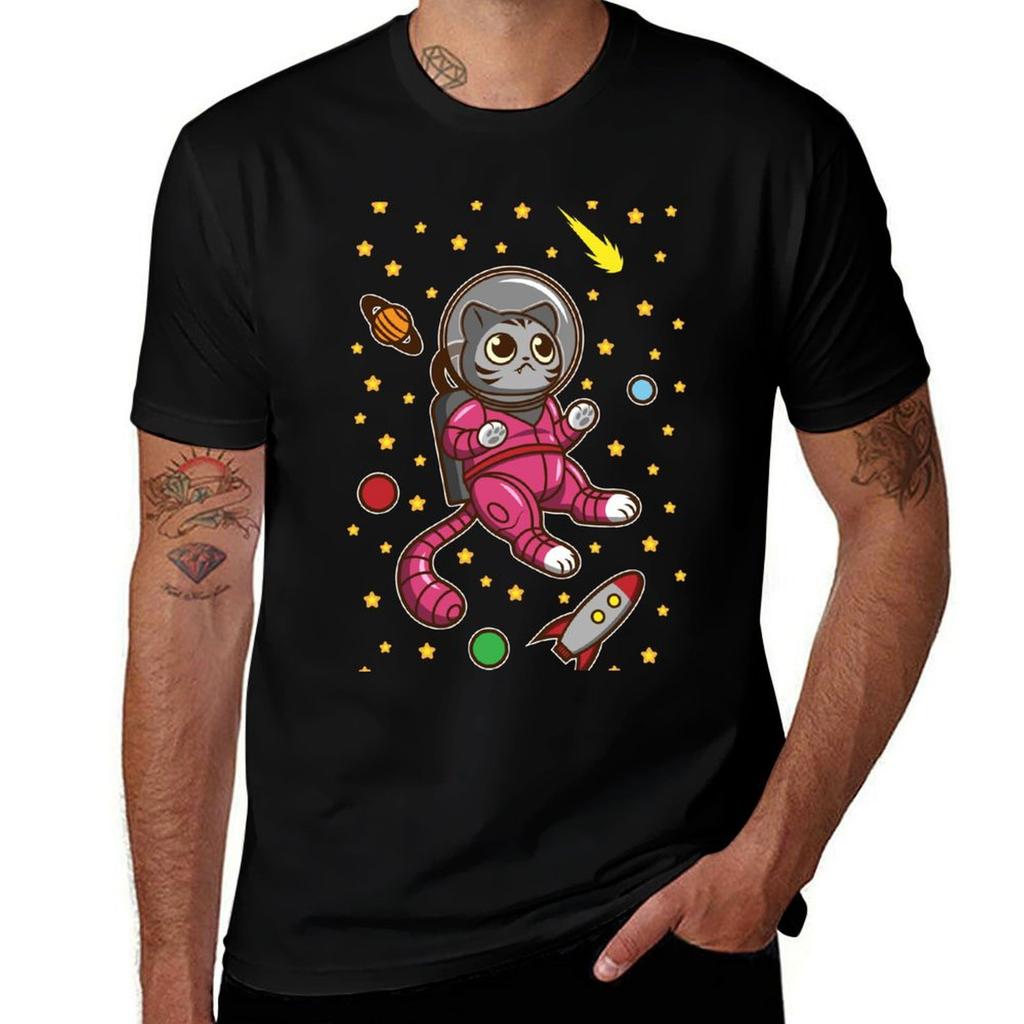 Kitty Cat In Space Tshirt Fashion Simple Casual Tee Shirt Tshirt