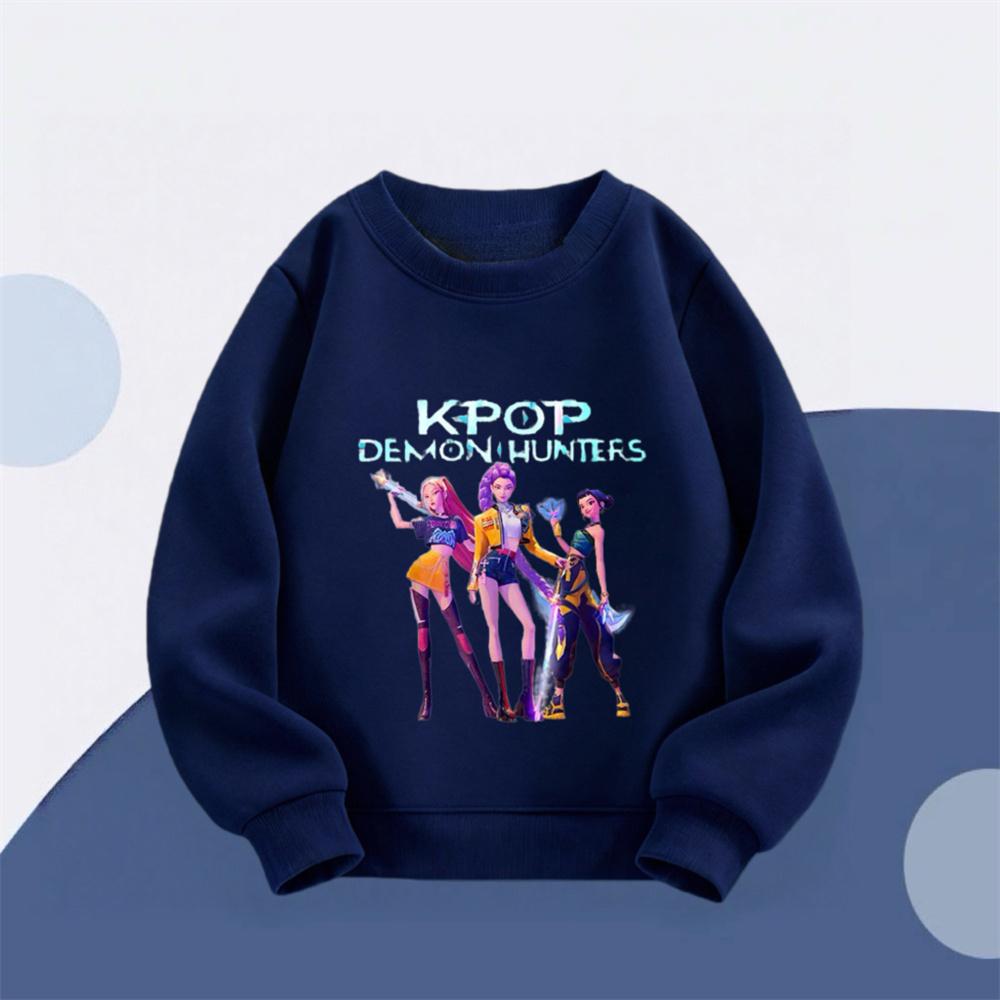 Girls Sweatshirts Fashion Casual Long Sleeve Children's Kpop Demon Huntrix Hoodie Outer Wear Toddler Cartoon Printed Pullovers