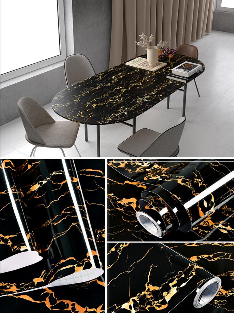 Marble Kitchen Oil-Proof Film Stove Waterproof Moisture-Proof Self-Adhesive Wallpaper Countertop Cabinet Renovation Tile Sticker