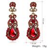Boucles d'oreilles rétro en pierres précieuses colorées en cristal, boucles d'oreilles européennes et américaines à la mode et polyvalentes pour dames