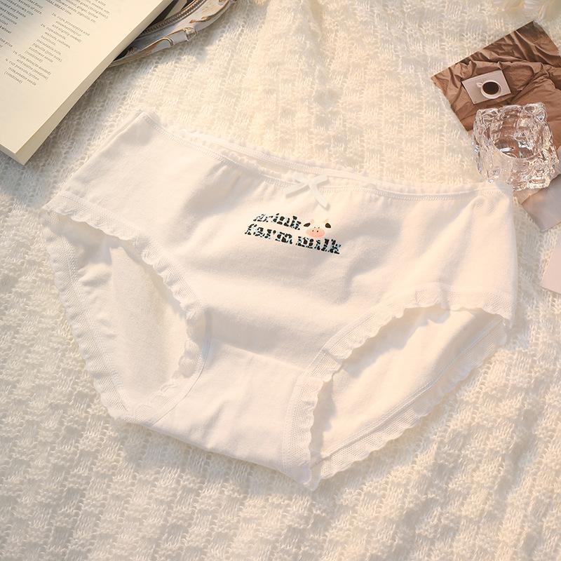 

Женские мультяшные трусики с принтом в горошек и кружевом, с бантиком, маленькие, свежие и милые, удобные, с закрытыми бедрами XL белый