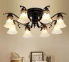 Vintage Ceiling Light Antique Metal Glass Chandelier Ceiling Lamp Fixture Retro Luminaria E27 Led Bulb Source Lamp Fitting Ming