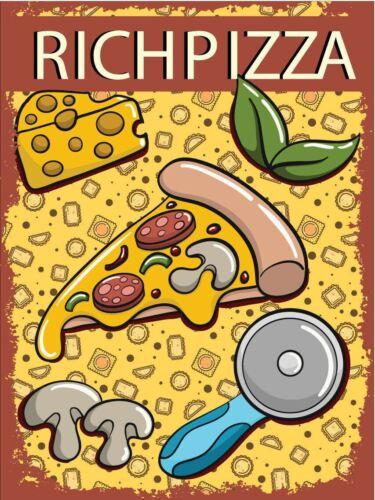 

Metal plaque vintage retro style Rich Pizza Classic tin door sign FoodAluminum 20x30cm（7.8x11.8inch）