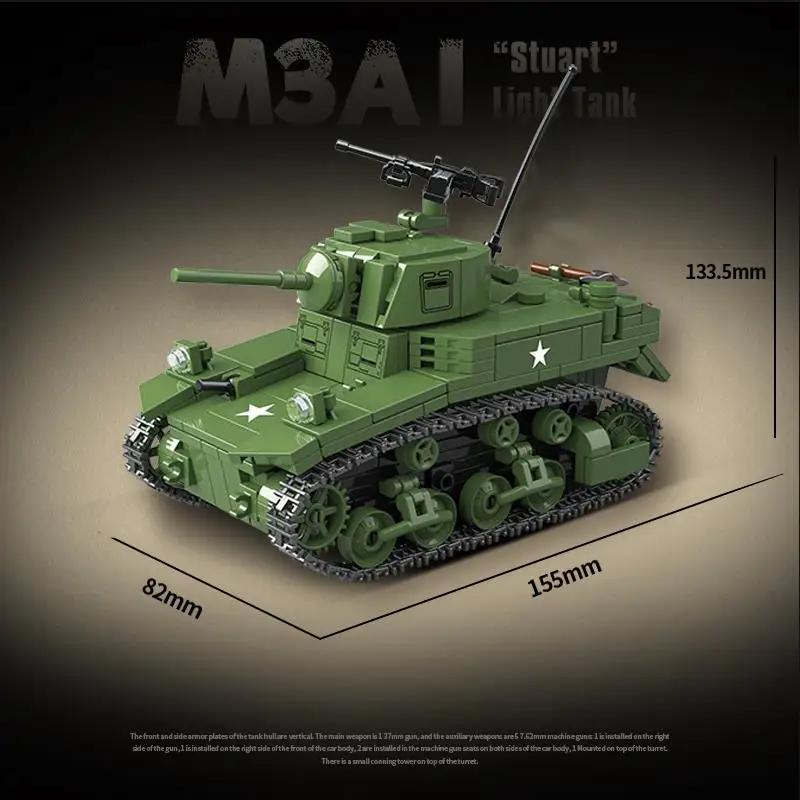 

Military World War II USA M3A1 Stuart Light Tank Building Block Toy Collection Model Children For Christmas And Birthday Gifts no original