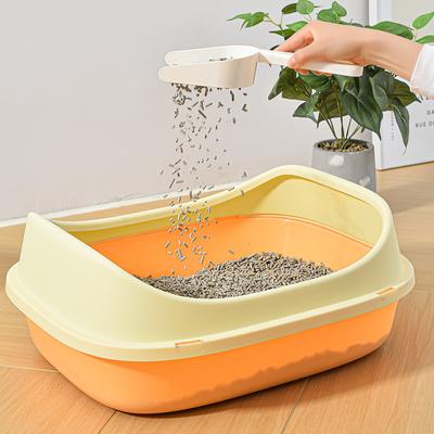 Bac à litière pour chat en forme de U Toilettes pour animaux de compagnie surdimensionnées semi-fermées Bac à litière pour chat entièrement ouvert pour chaton Fournitures pour animaux de compagnie