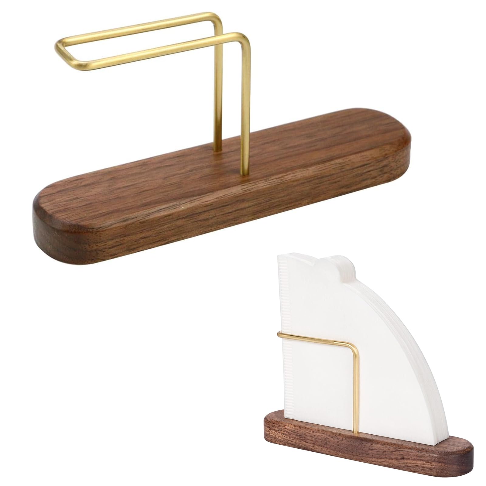 

Liroyal Coffee Filter Wooden Coffee Filter Coffee Filter Walnut Wood Holder, Stand, Storage, Space-Saving,